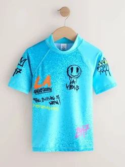 Next Blue Graffiti Short Sleeve Rash Vest (1.5-16yrs) Best