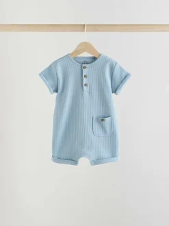 Next Grandad Button Neck 4 Pack Baby Rompers Blue Sale