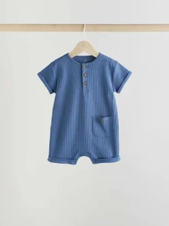 Next Grandad Button Neck 4 Pack Baby Rompers Blue Sale