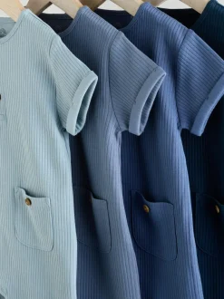 Next Grandad Button Neck 4 Pack Baby Rompers Blue Sale