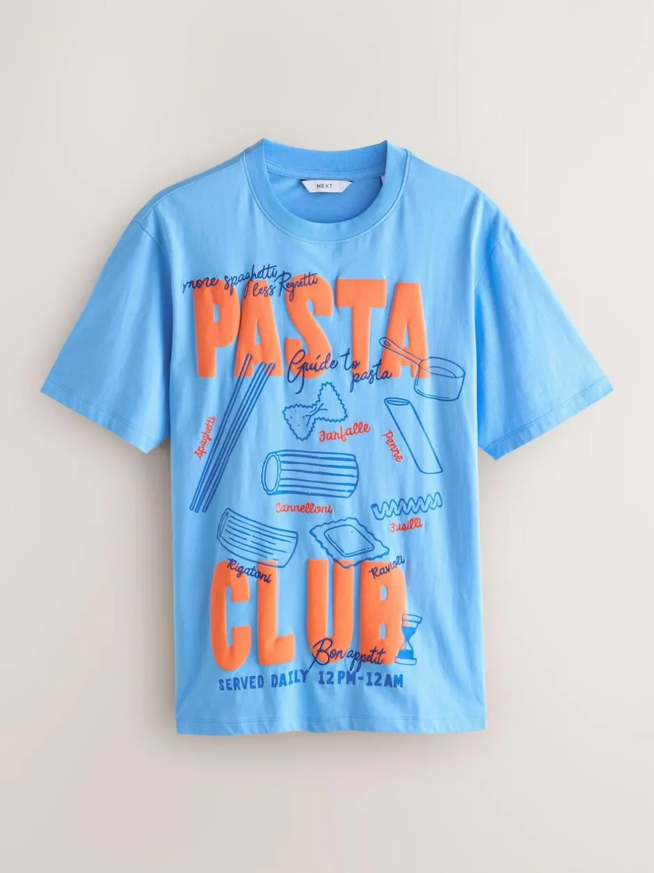 Next Blue Graphic Short Sleeve Jersey Pyjamas Set New