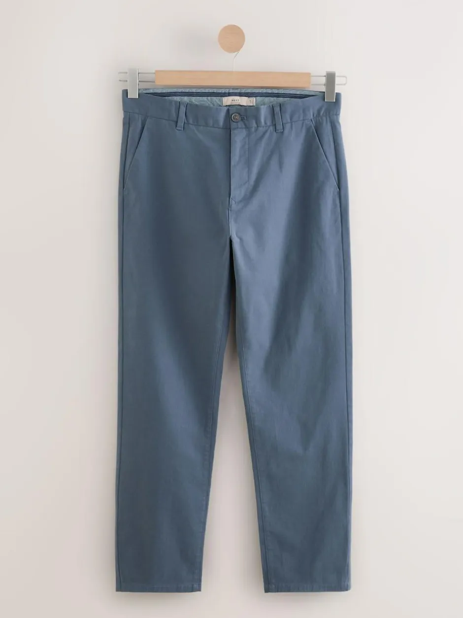 Next Blue Grey Mid Regular Tapered Fit Stretch Chinos Trousers Clearance