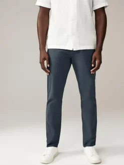 Next Blue Grey Mid Slim Fit Stretch Chinos Trousers Sale