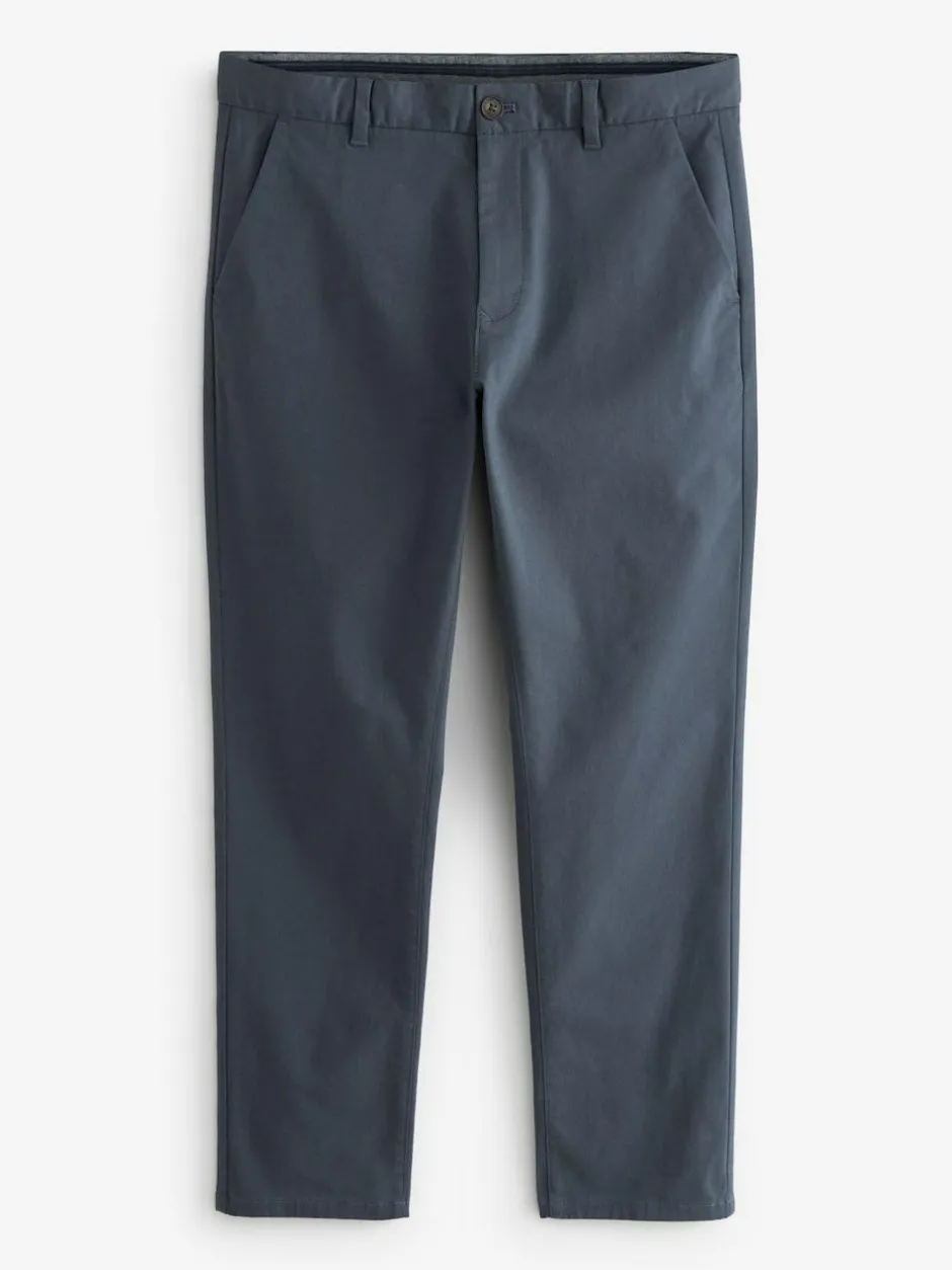 Next Blue Grey Mid Slim Fit Stretch Chinos Trousers Sale