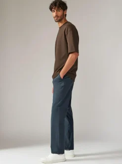 Next Blue Grey Mid Straight Fit Stretch Chinos Trousers Clearance