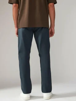 Next Blue Grey Mid Straight Fit Stretch Chinos Trousers Clearance
