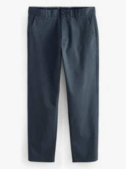 Next Blue Grey Mid Straight Fit Stretch Chinos Trousers Clearance