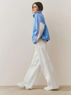 Next Half Zip Fleece with Colourblock Panels Blue Clearance
