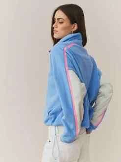 Next Half Zip Fleece with Colourblock Panels Blue Clearance