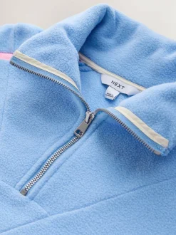 Next Half Zip Fleece with Colourblock Panels Blue Clearance