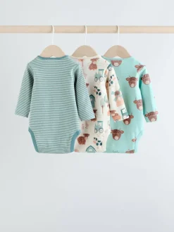 Next Blue Hamish Long Sleeve Bodysuits 3 Pack