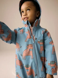 Next Blue Hamish Print Waterproof Fleece Lined Puddlesuit (3mths-7yrs) Best