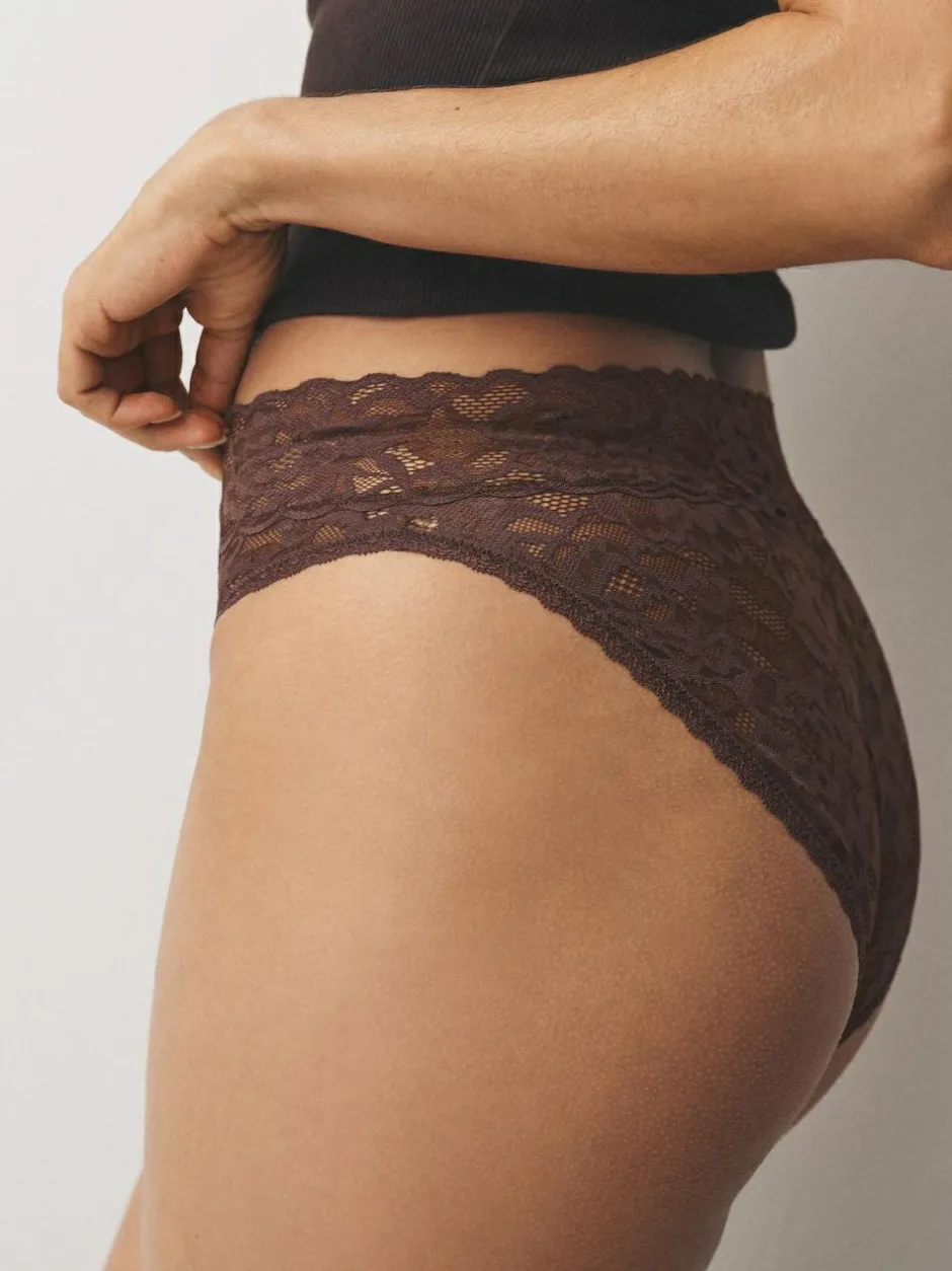 Next High Leg All Over Lace Knickers 3 Pack Blue Discount