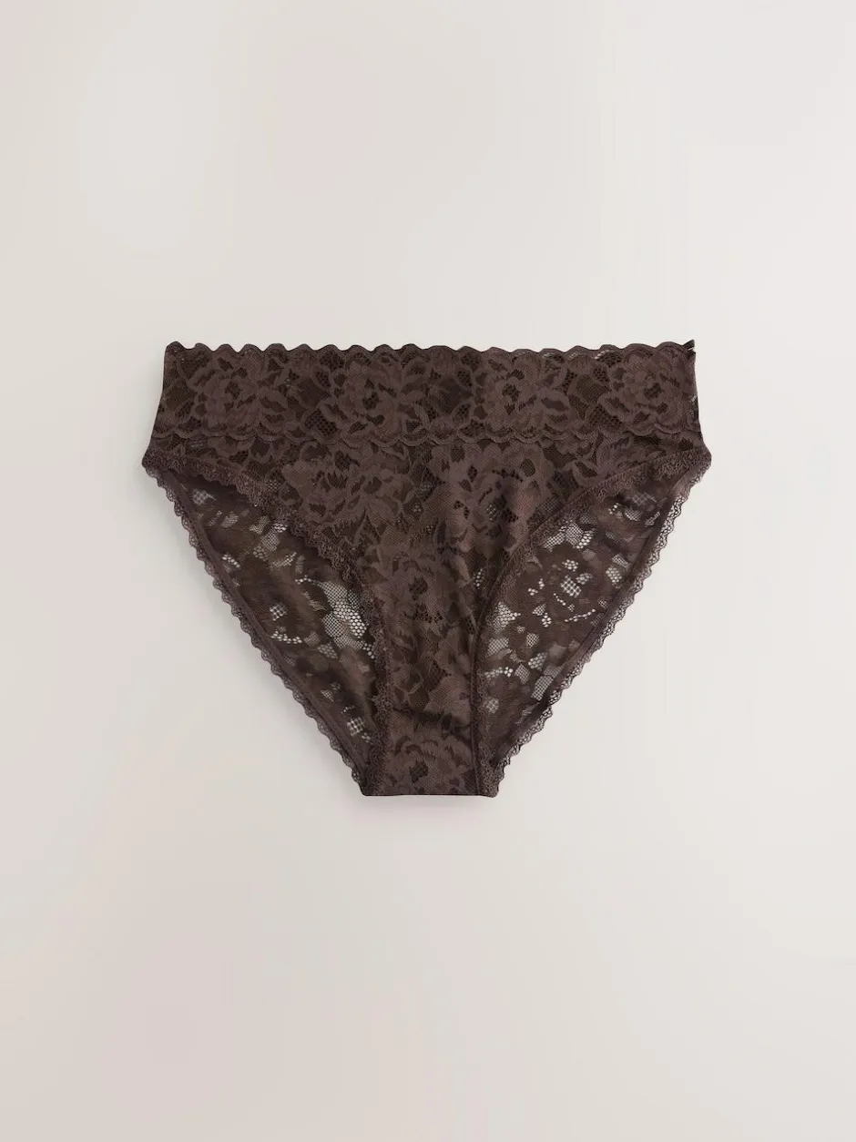 Next High Leg All Over Lace Knickers 3 Pack Blue Discount