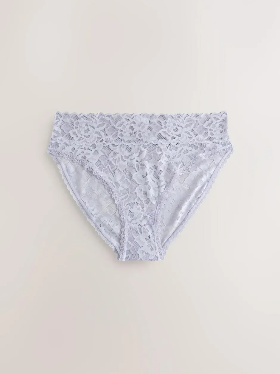 Next High Leg All Over Lace Knickers 3 Pack Blue Discount