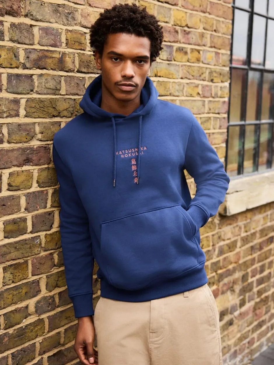 Next Blue Hokusai Licence Graphic Crew Neck Sweatshirt Online