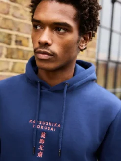 Next Blue Hokusai Licence Graphic Crew Neck Sweatshirt Online
