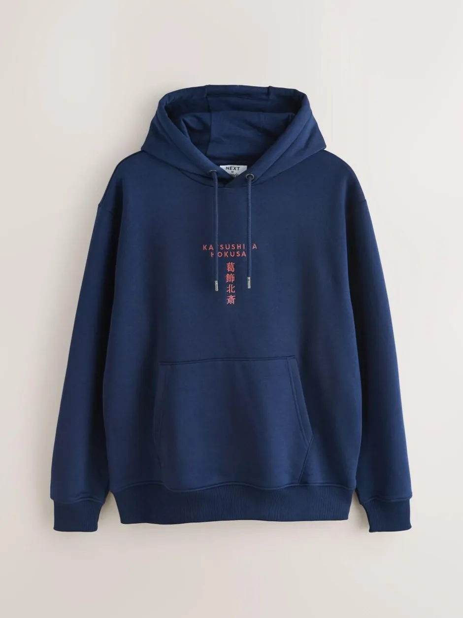 Next Blue Hokusai Licence Graphic Crew Neck Sweatshirt Online
