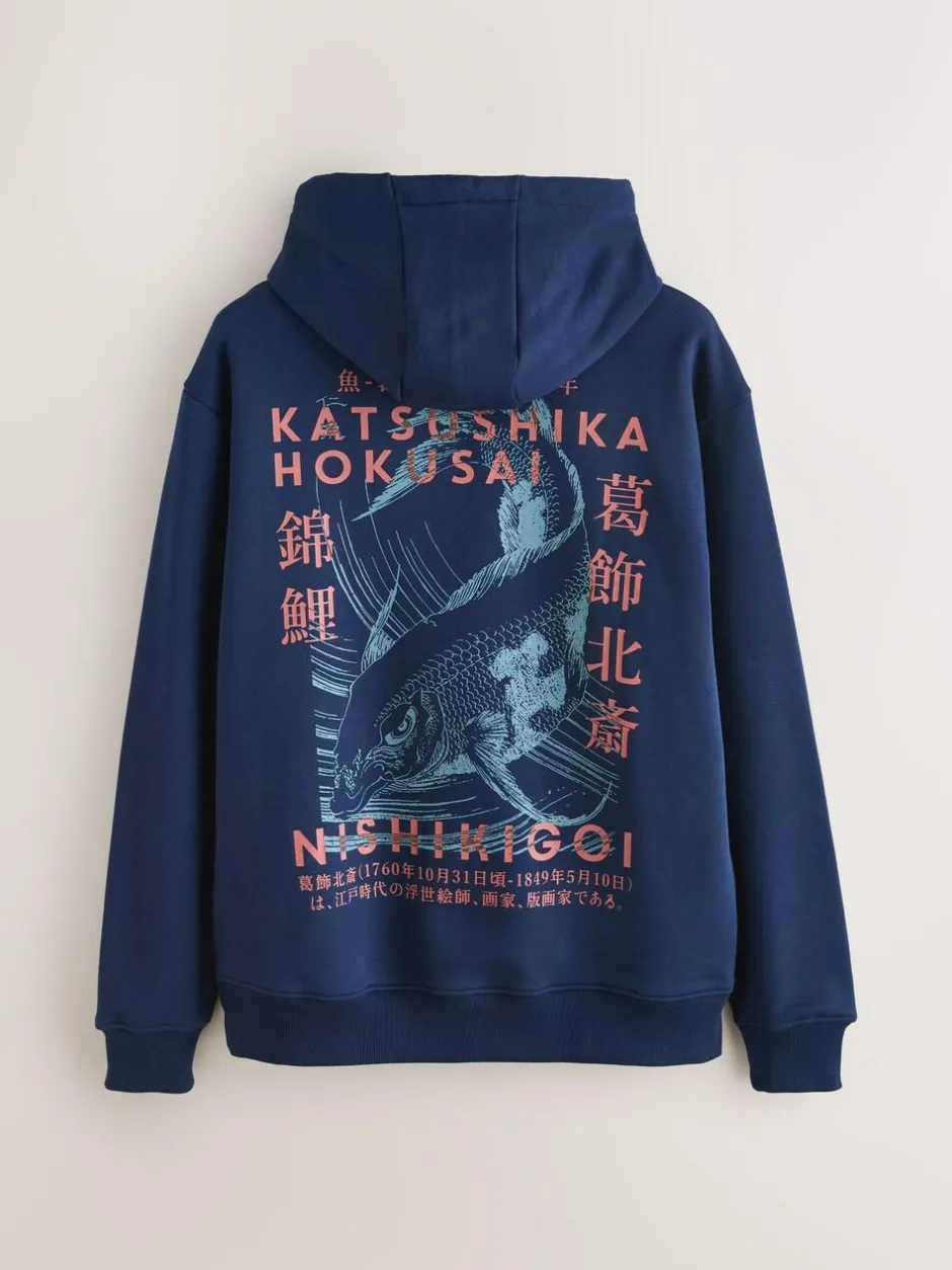 Next Blue Hokusai Licence Graphic Crew Neck Sweatshirt Online