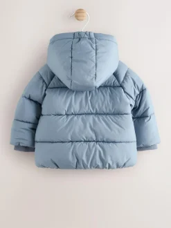 Next Baby Puffer Jacket (0mths-2yrs) Blue Hooded Clearance