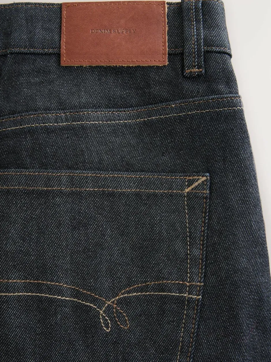 Next Straight Fit Signature Brushed Cosy Check Denim Jeans Blue Indigo Rinse Best