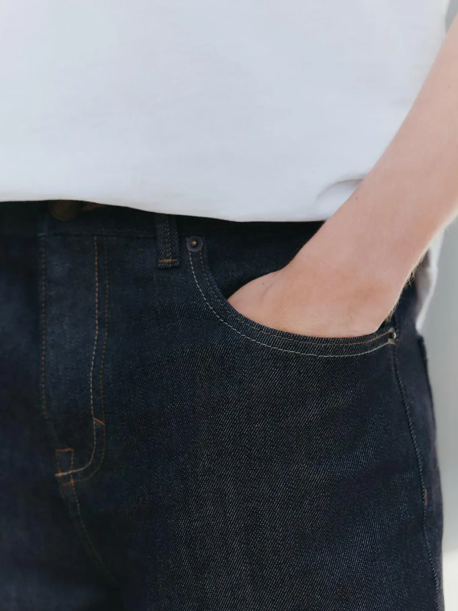 Next Straight Fit Signature Brushed Cosy Check Denim Jeans Blue Indigo Rinse Best