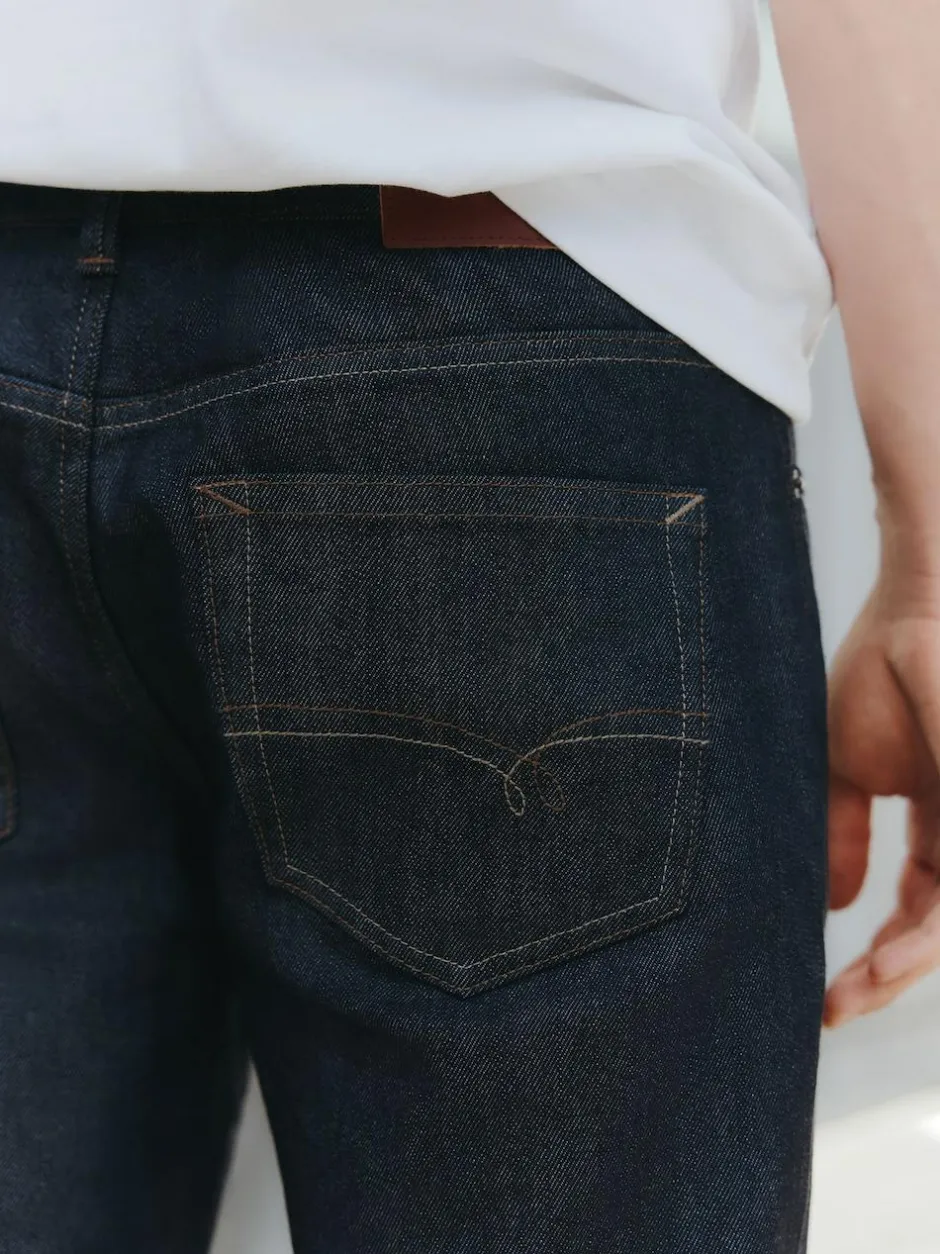 Next Straight Fit Signature Brushed Cosy Check Denim Jeans Blue Indigo Rinse Best