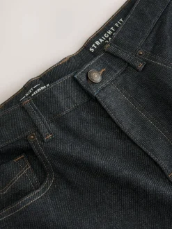 Next Straight Fit Signature Brushed Cosy Check Denim Jeans Blue Indigo Rinse Best
