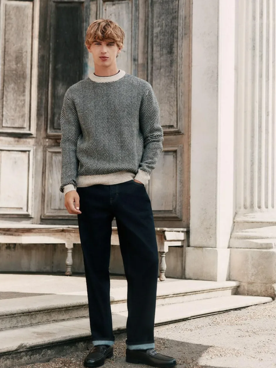Next Straight Fit Signature Brushed Cosy Denim Jeans With Wool Blue Indigo Rinse Outlet