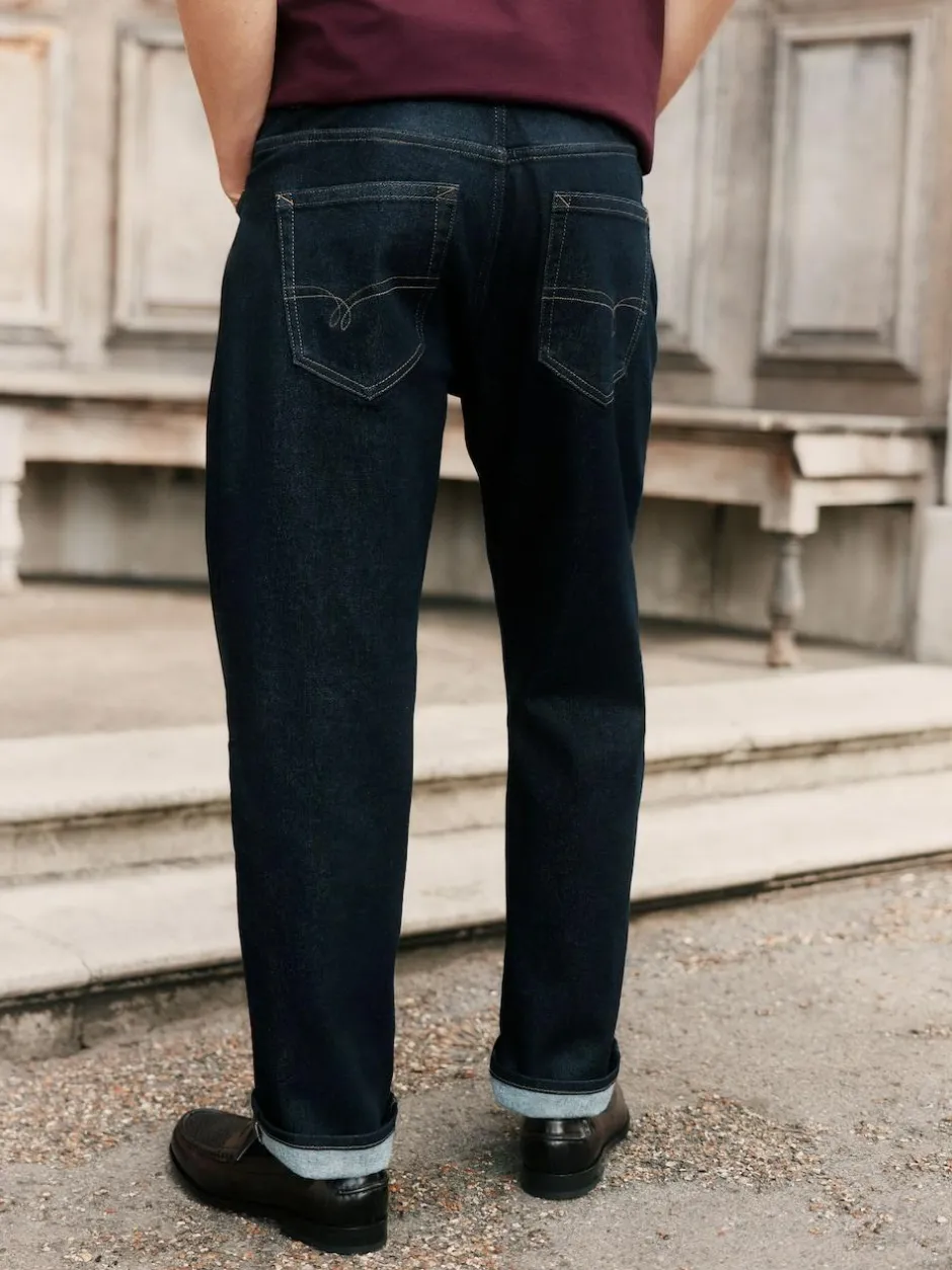 Next Straight Fit Signature Brushed Cosy Denim Jeans With Wool Blue Indigo Rinse Outlet