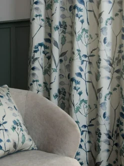 Next Isla Floral Print Blackout/Thermal Eyelet Curtains Blue Best