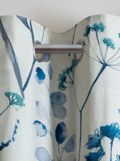 Next Isla Floral Print Blackout/Thermal Eyelet Curtains Blue Best