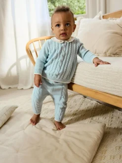 Next Knitted Jumper and Leggings Baby Set (0mths-3yrs) Blue Sale