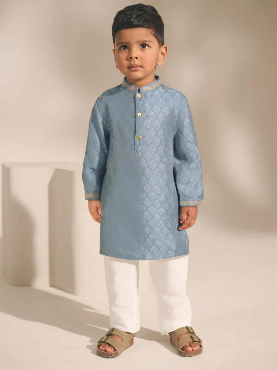 Next Blue Leaf Embroidered Eid Kurta (3mths-16yrs)