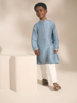 Next Blue Leaf Embroidered Eid Kurta (3mths-16yrs)