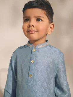 Next Blue Leaf Embroidered Eid Kurta (3mths-16yrs)