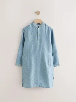 Next Blue Leaf Embroidered Eid Kurta (3mths-16yrs)