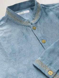 Next Blue Leaf Embroidered Eid Kurta (3mths-16yrs)