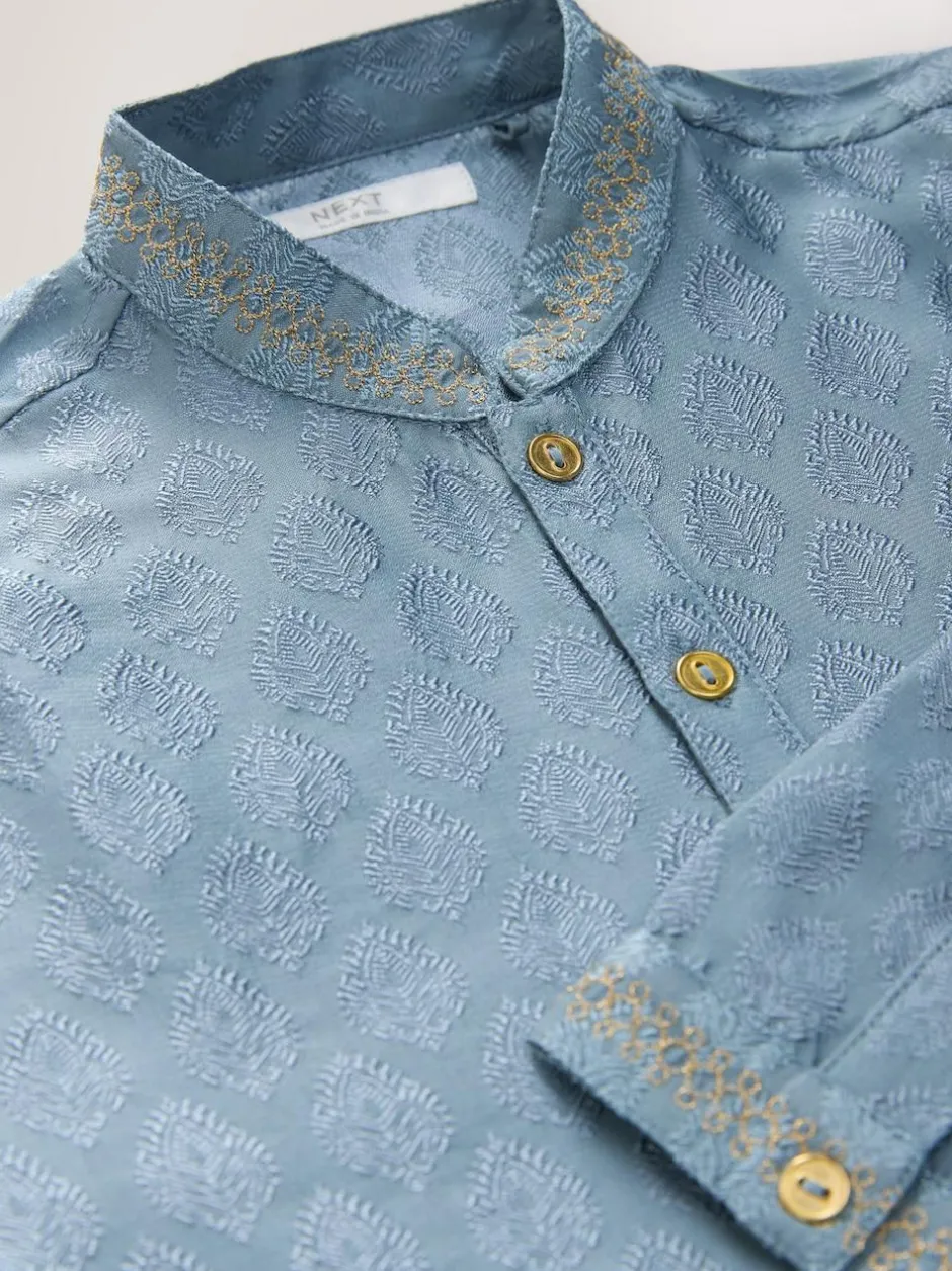 Next Blue Leaf Embroidered Eid Kurta (3mths-16yrs)