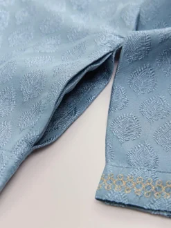 Next Blue Leaf Embroidered Eid Kurta (3mths-16yrs)