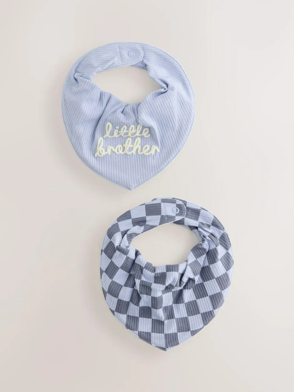 Next Baby Bibs 2 Pack Blue Little Brother Hot