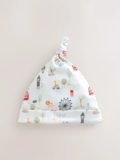 Next Blue London Tie Top Baby Hats 3 Pack (0-18mths) New