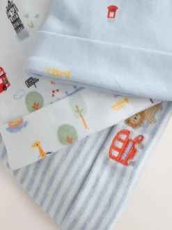 Next Blue London Tie Top Baby Hats 3 Pack (0-18mths) New