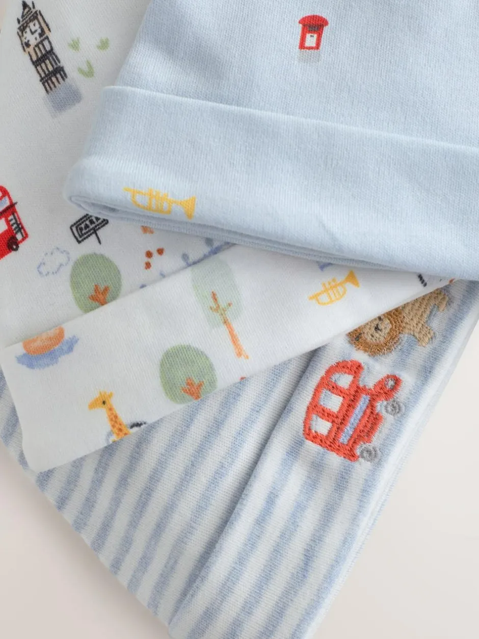 Next Blue London Tie Top Baby Hats 3 Pack (0-18mths) New