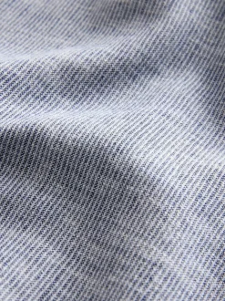 Next Long Sleeve Grandad Collar Cotton/Linen Mix Texture Shirt (3-16yrs) Blue Discount