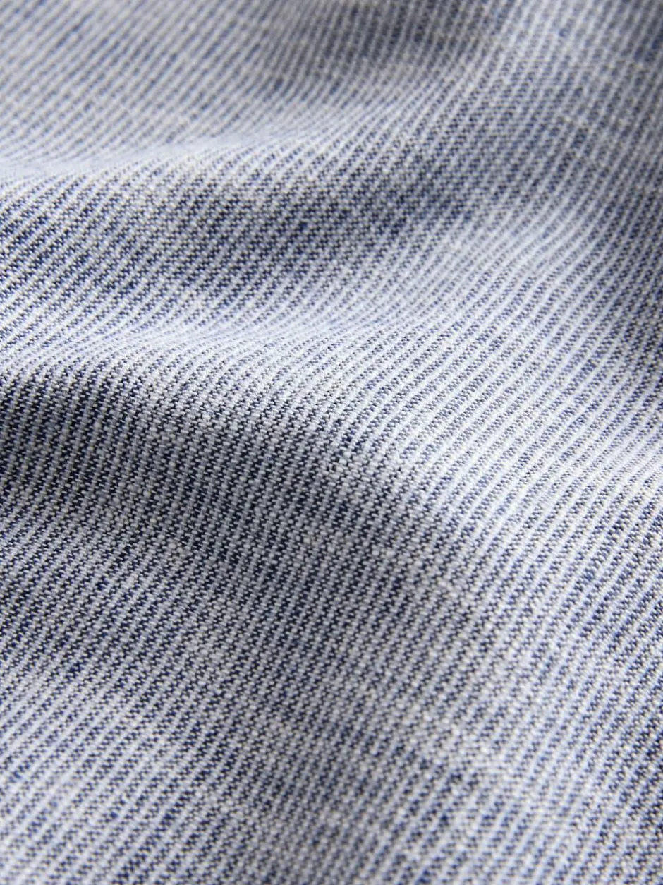 Next Long Sleeve Grandad Collar Cotton/Linen Mix Texture Shirt (3-16yrs) Blue Discount