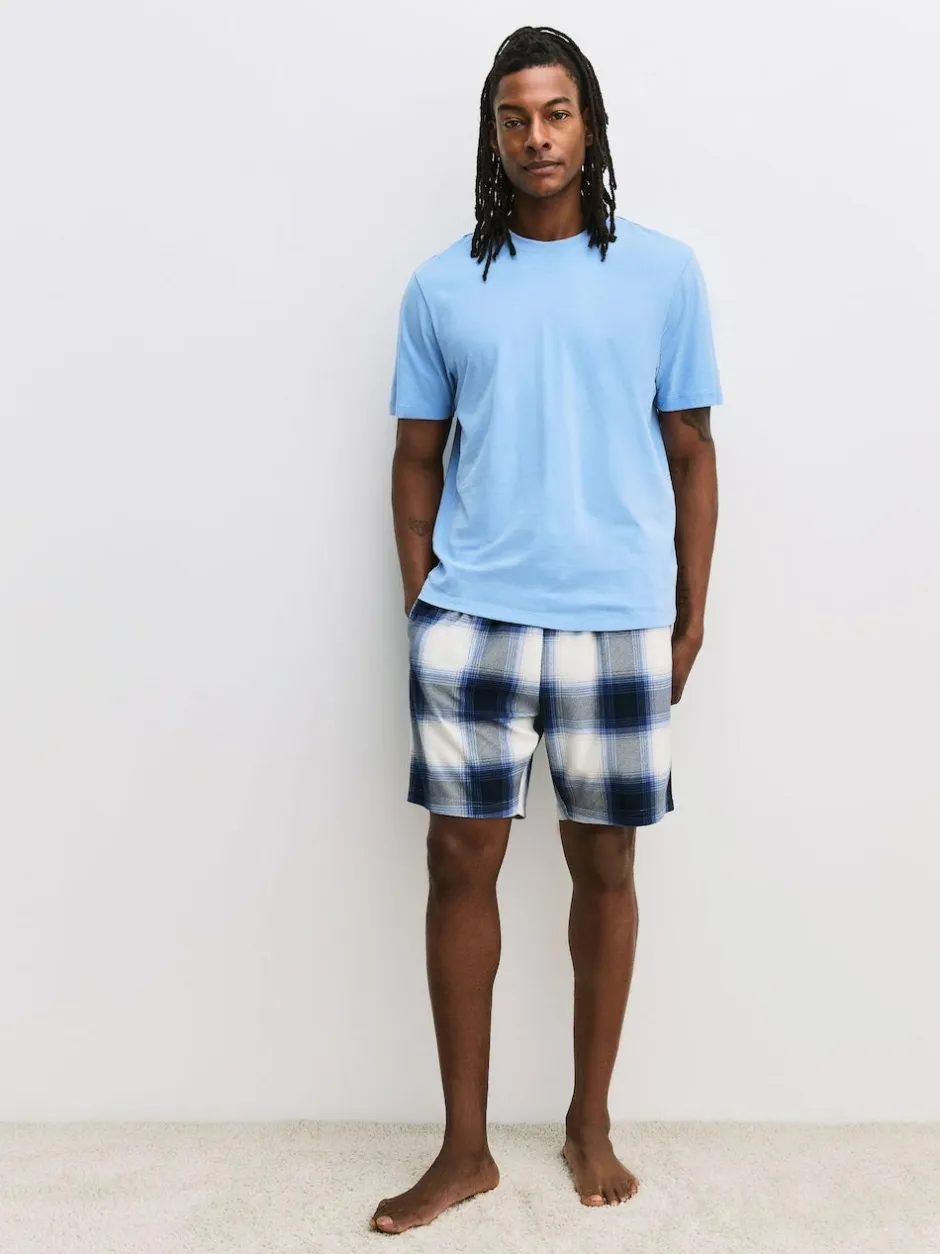 Next Blue/ Mauve Purple Cosy Short Sleeve Pyjamas Set 2 Pack