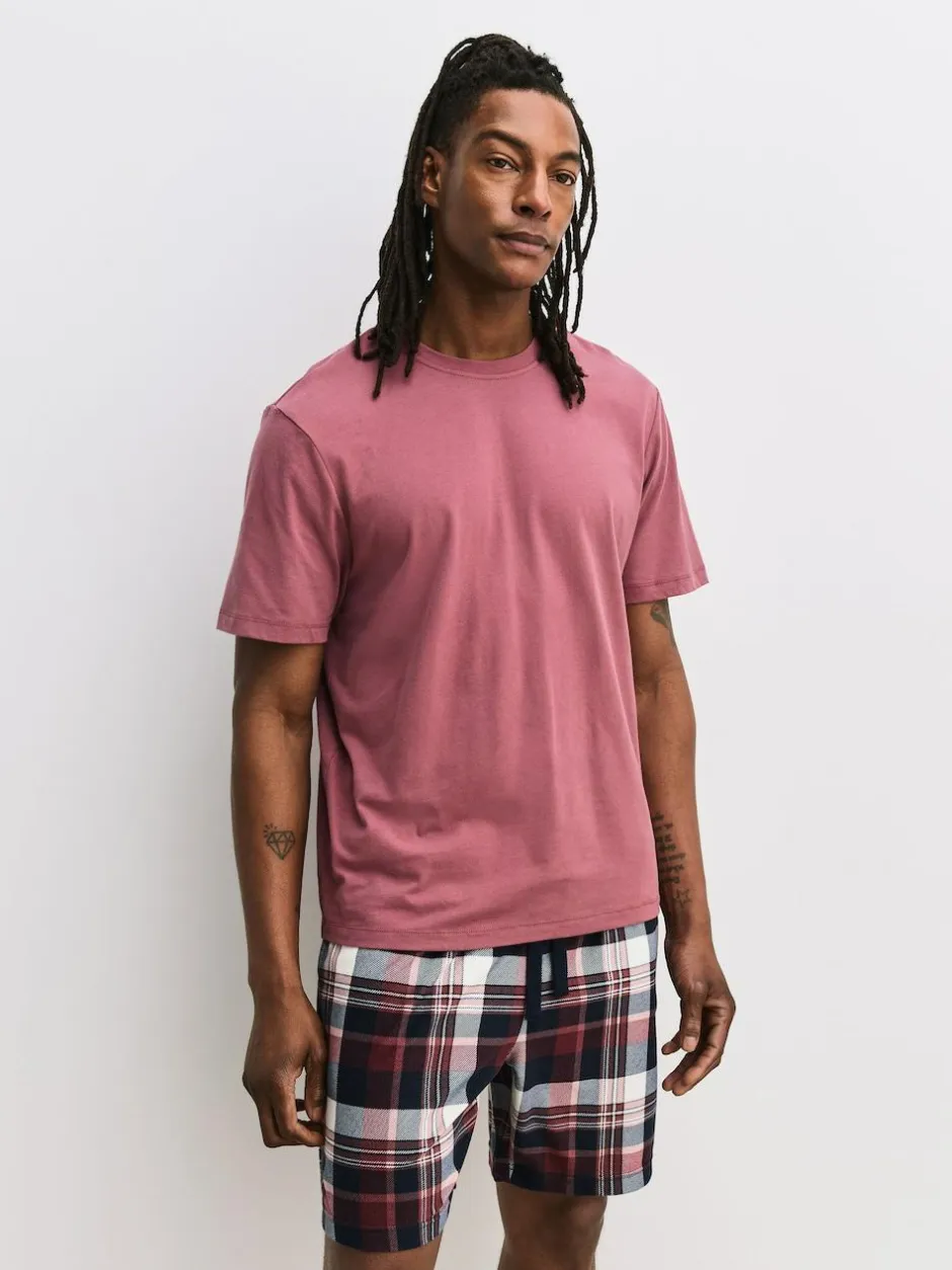 Next Blue/ Mauve Purple Cosy Short Sleeve Pyjamas Set 2 Pack