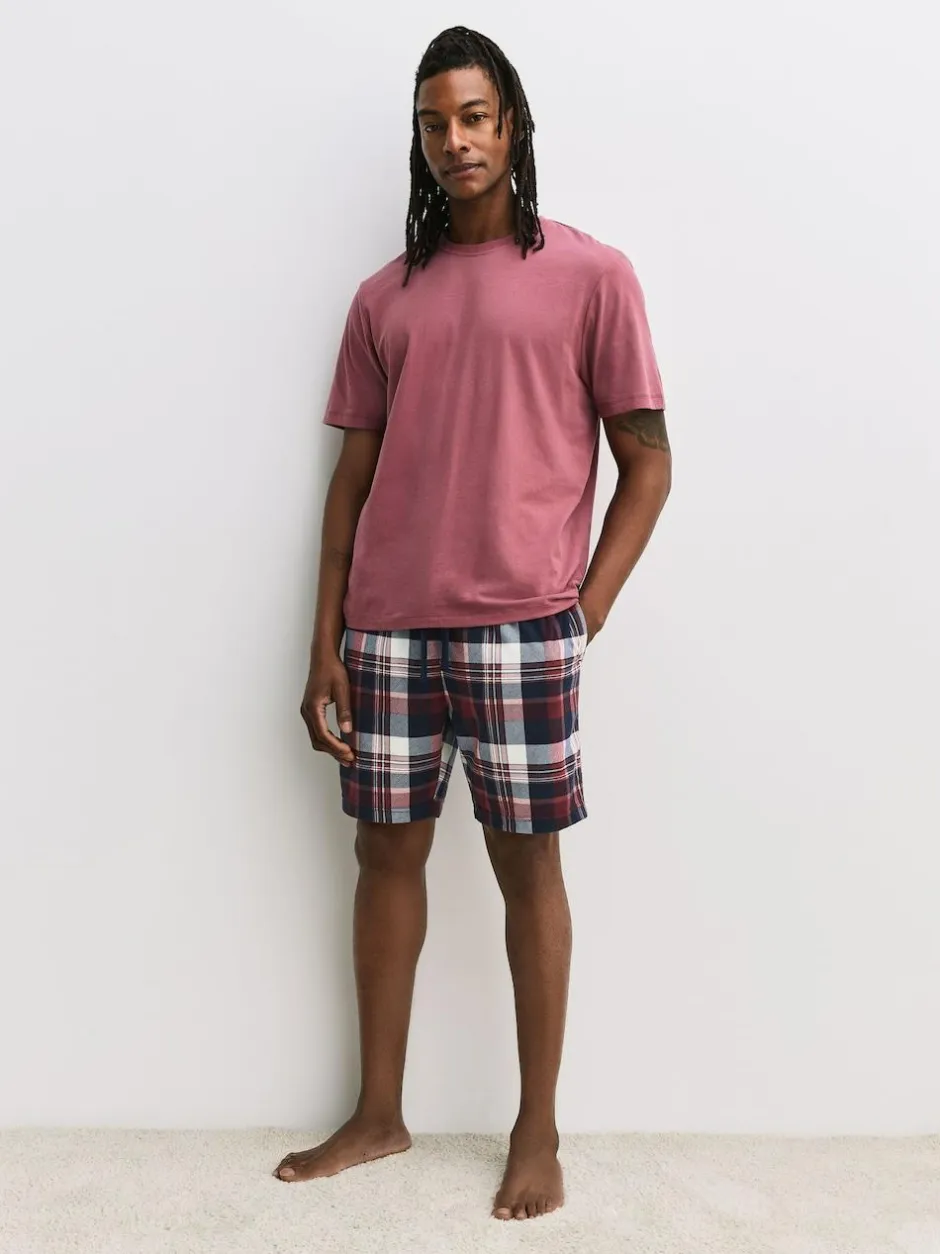 Next Blue/ Mauve Purple Cosy Short Sleeve Pyjamas Set 2 Pack