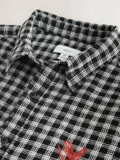 Next Blue Micro Check Long Sleeve Shirt Best